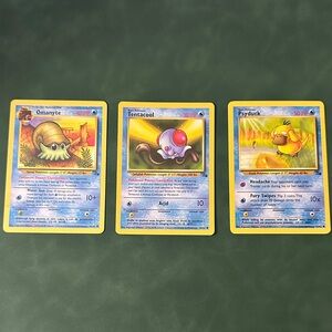 Pokemon Trading Card Set - Omanyte, Tentacool, Psyduck